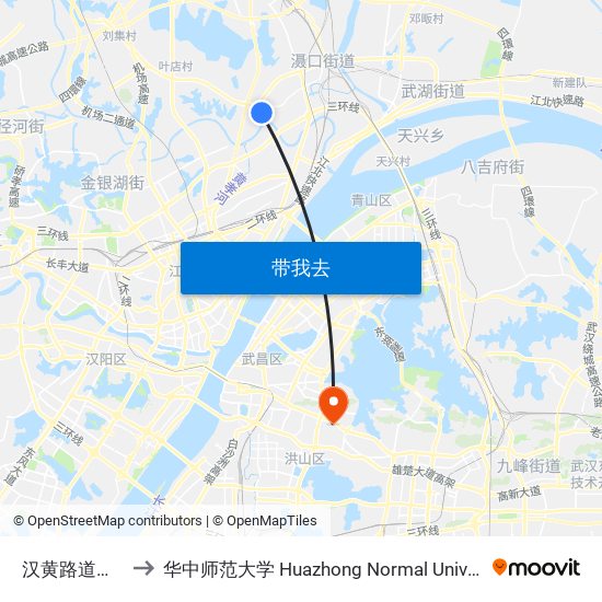 汉黄路道贯泉 to 华中师范大学 Huazhong Normal University map