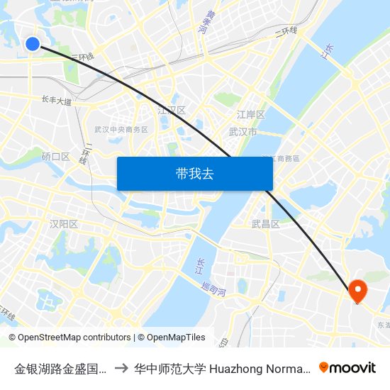 金银湖路金盛国际家居 to 华中师范大学 Huazhong Normal University map
