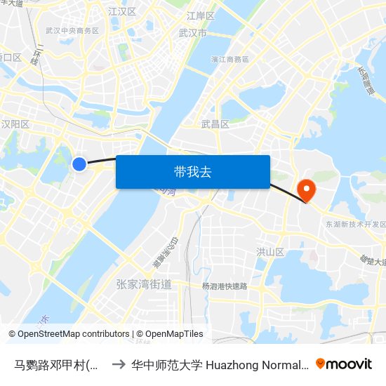 马鹦路邓甲村(临时站) to 华中师范大学 Huazhong Normal University map