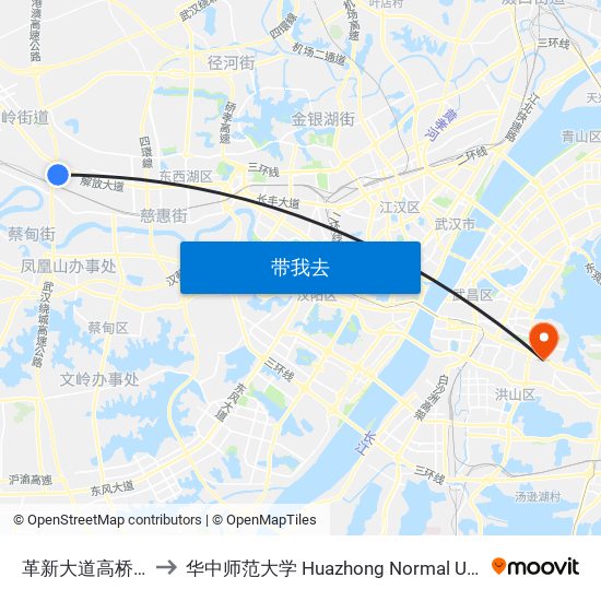 革新大道高桥三路 to 华中师范大学 Huazhong Normal University map