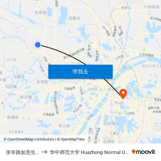 张辛路如意生态园 to 华中师范大学 Huazhong Normal University map