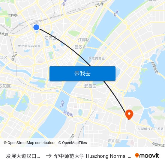 发展大道汉口火车站 to 华中师范大学 Huazhong Normal University map