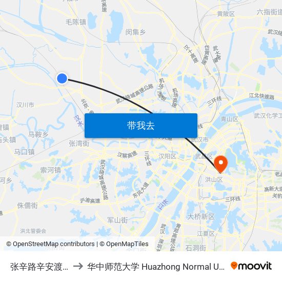 张辛路辛安渡中学 to 华中师范大学 Huazhong Normal University map