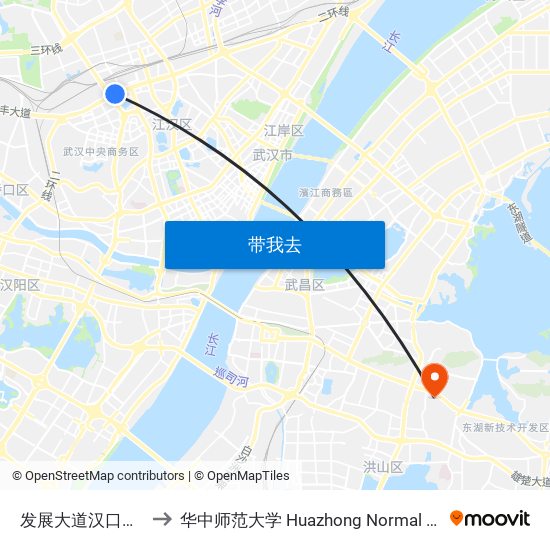 发展大道汉口火车站 to 华中师范大学 Huazhong Normal University map