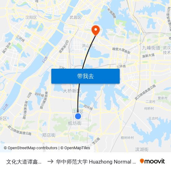 文化大道谭鑫培公园 to 华中师范大学 Huazhong Normal University map