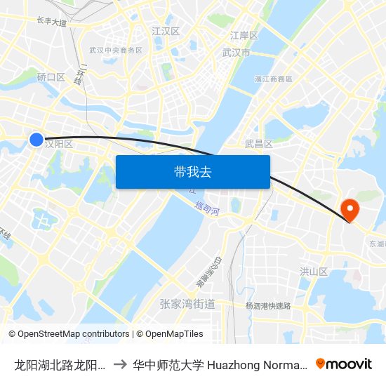 龙阳湖北路龙阳大道口 to 华中师范大学 Huazhong Normal University map