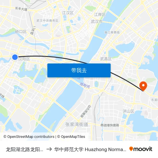龙阳湖北路龙阳大道口 to 华中师范大学 Huazhong Normal University map
