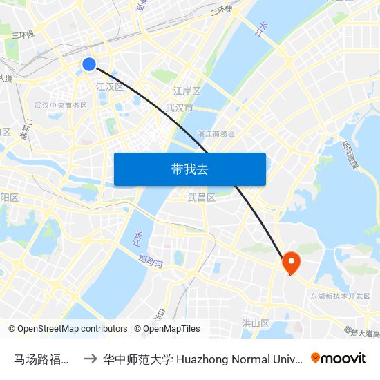 马场路福利路 to 华中师范大学 Huazhong Normal University map