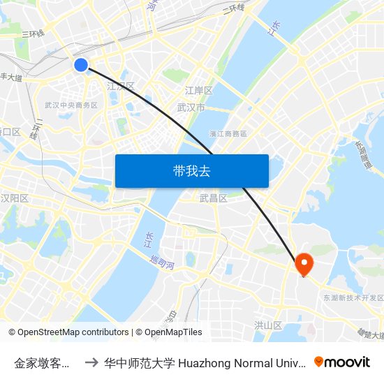 金家墩客运站 to 华中师范大学 Huazhong Normal University map