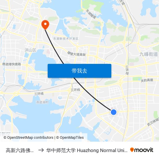 高新六路佛祖岭 to 华中师范大学 Huazhong Normal University map