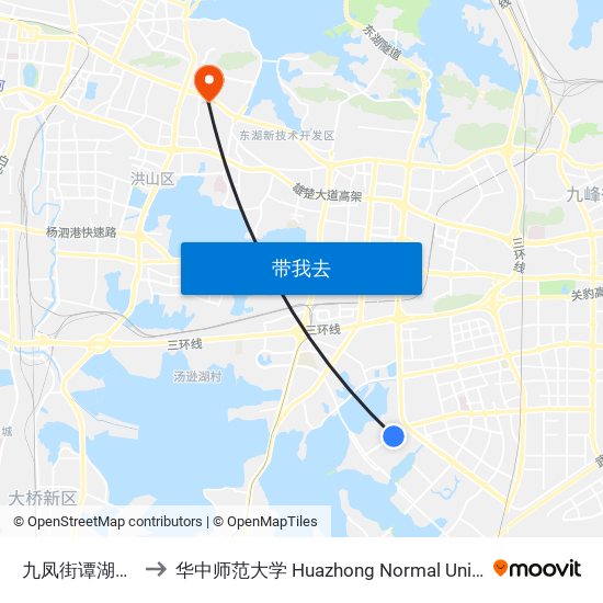 九凤街谭湖一路 to 华中师范大学 Huazhong Normal University map
