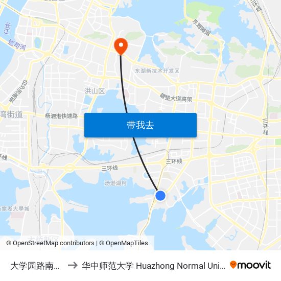 大学园路南泥湾 to 华中师范大学 Huazhong Normal University map