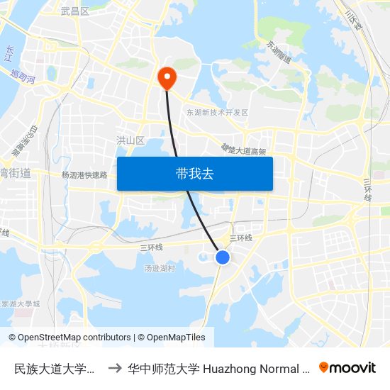 民族大道大学园南路 to 华中师范大学 Huazhong Normal University map