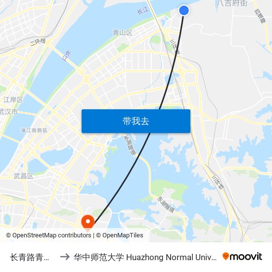 长青路青山镇 to 华中师范大学 Huazhong Normal University map