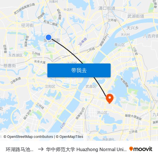 环湖路马池北路 to 华中师范大学 Huazhong Normal University map