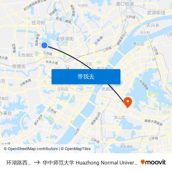 环湖路西段 to 华中师范大学 Huazhong Normal University map