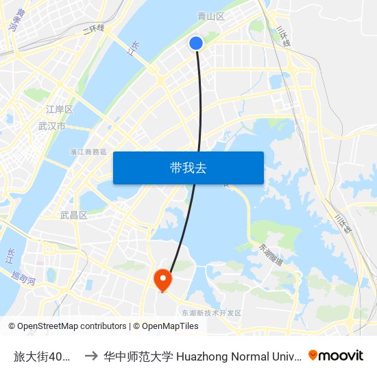 旅大街40街坊 to 华中师范大学 Huazhong Normal University map