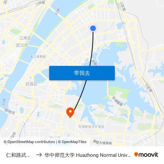 仁和路武丰村 to 华中师范大学 Huazhong Normal University map