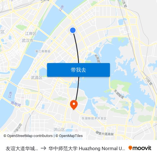 友谊大道华城广场 to 华中师范大学 Huazhong Normal University map