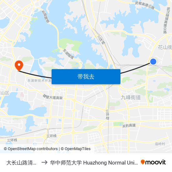 大长山路清正路 to 华中师范大学 Huazhong Normal University map