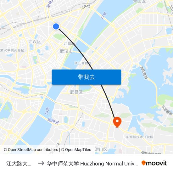 江大路大江园 to 华中师范大学 Huazhong Normal University map