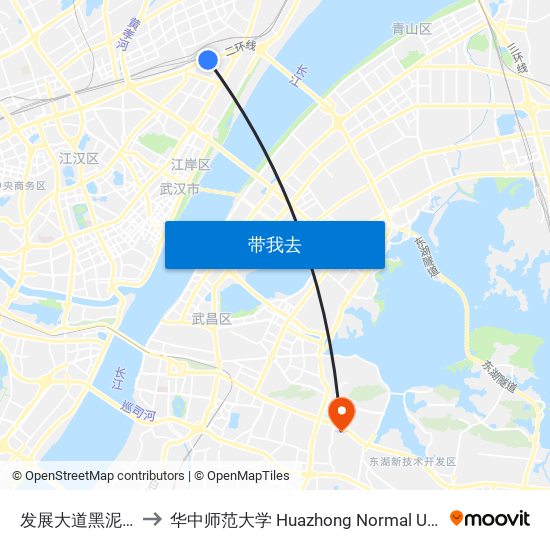发展大道黑泥湖路 to 华中师范大学 Huazhong Normal University map