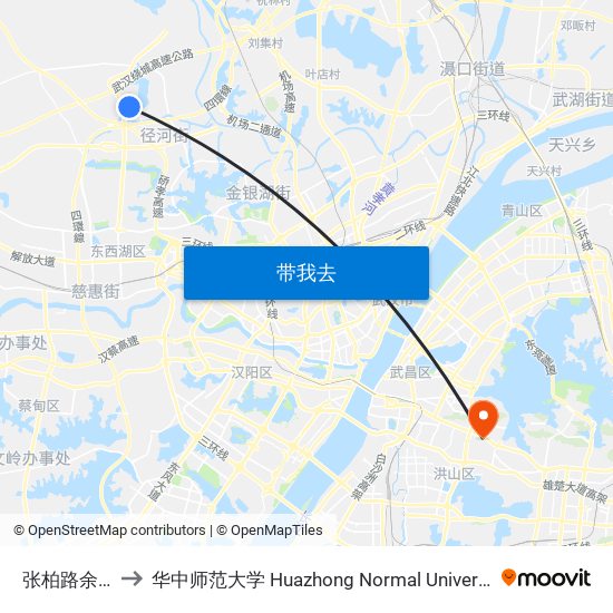 张柏路余湾 to 华中师范大学 Huazhong Normal University map