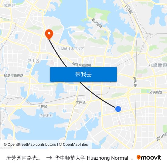 流芳园南路光谷一路 to 华中师范大学 Huazhong Normal University map