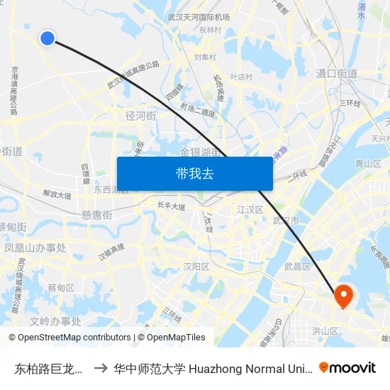 东柏路巨龙小区 to 华中师范大学 Huazhong Normal University map