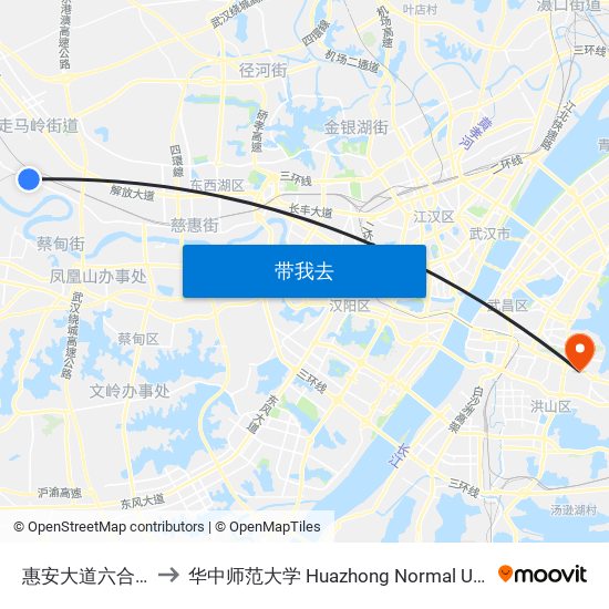 惠安大道六合大队 to 华中师范大学 Huazhong Normal University map