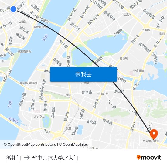 循礼门 to 华中师范大学北大门 map