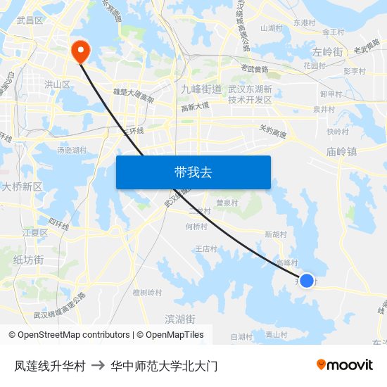 凤莲线升华村 to 华中师范大学北大门 map