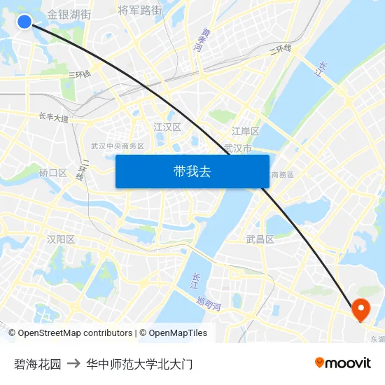 碧海花园 to 华中师范大学北大门 map