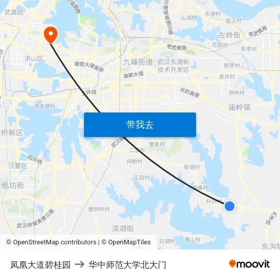 凤凰大道碧桂园 to 华中师范大学北大门 map