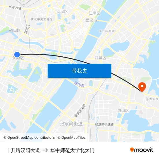 十升路汉阳大道 to 华中师范大学北大门 map