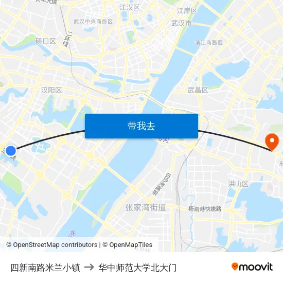 四新南路米兰小镇 to 华中师范大学北大门 map