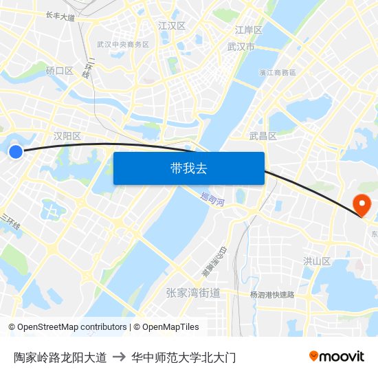 陶家岭路龙阳大道 to 华中师范大学北大门 map