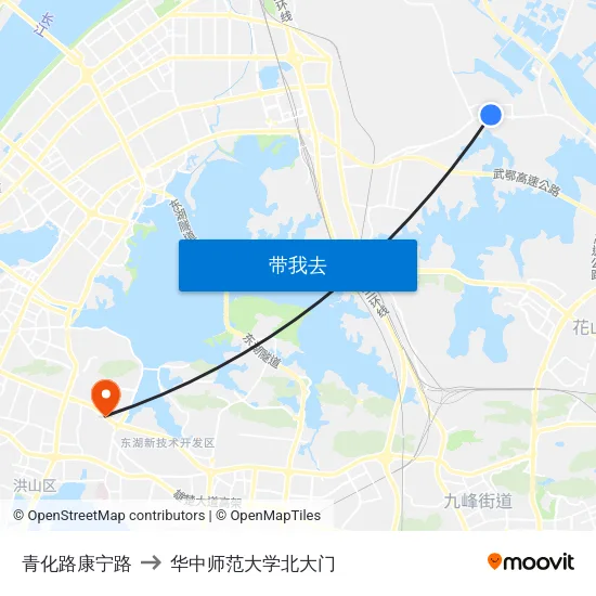 青化路康宁路 to 华中师范大学北大门 map