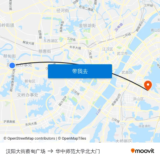 汉阳大街蔡甸广场 to 华中师范大学北大门 map