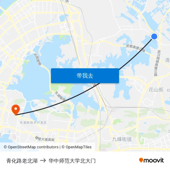 青化路老北湖 to 华中师范大学北大门 map