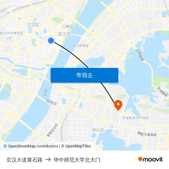 京汉大道黄石路 to 华中师范大学北大门 map