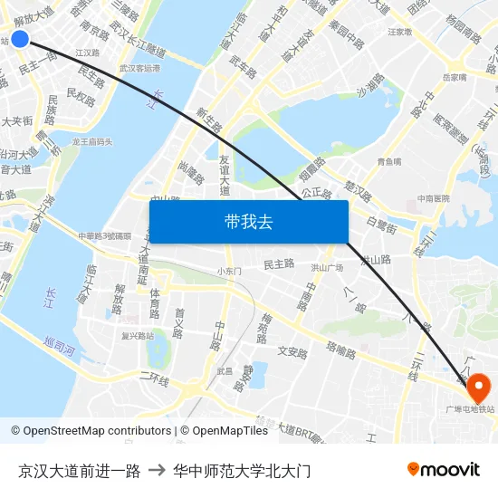 京汉大道前进一路 to 华中师范大学北大门 map