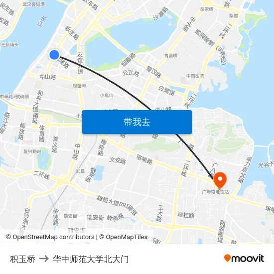 积玉桥 to 华中师范大学北大门 map