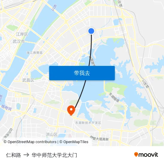仁和路 to 华中师范大学北大门 map