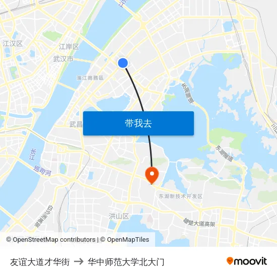 友谊大道才华街 to 华中师范大学北大门 map