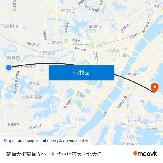 蔡甸大街蔡甸五小 to 华中师范大学北大门 map