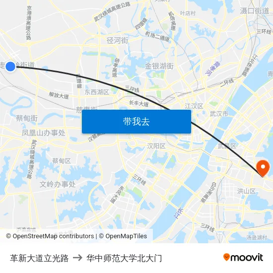 革新大道立光路 to 华中师范大学北大门 map