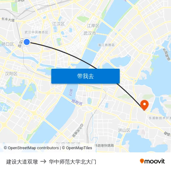 建设大道双墩 to 华中师范大学北大门 map