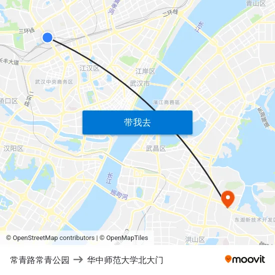 常青路常青公园 to 华中师范大学北大门 map