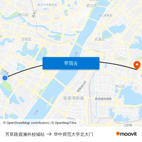 芳草路观澜外校城站 to 华中师范大学北大门 map